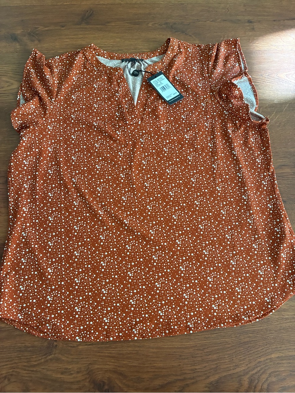 New with tag Adrianna Papell polka dot flutter sleeve blouse women size XL